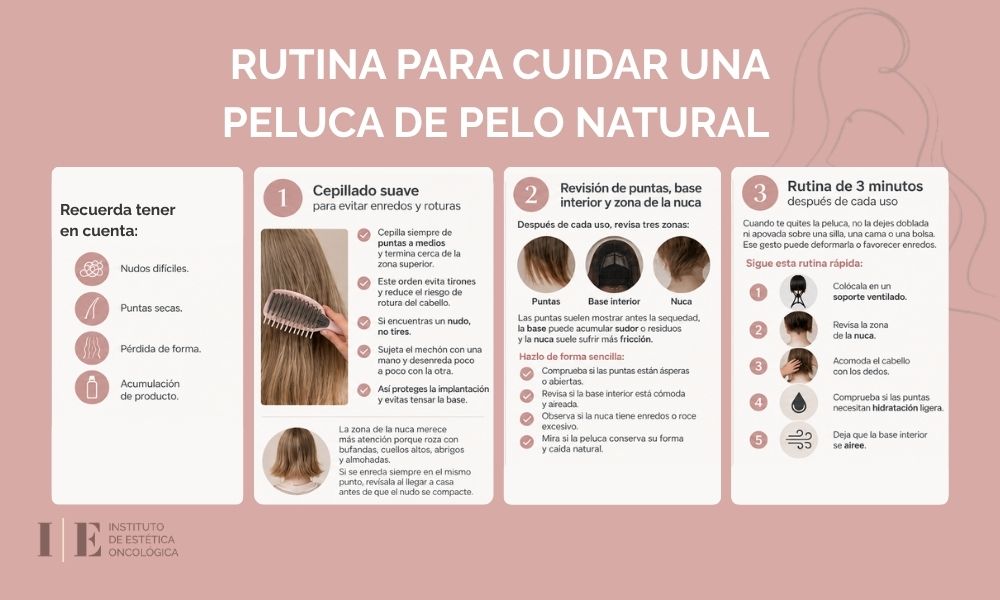 rutina para cuidar una peluca de pelo natural